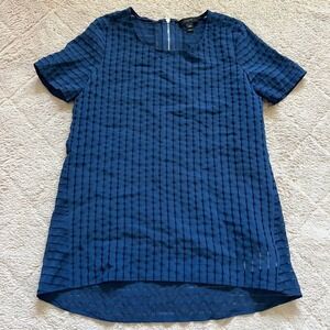 J. Crew Shadow Stripe Short Sleeve Blouse Preppy Old Money‎ Minimalist Sz 00